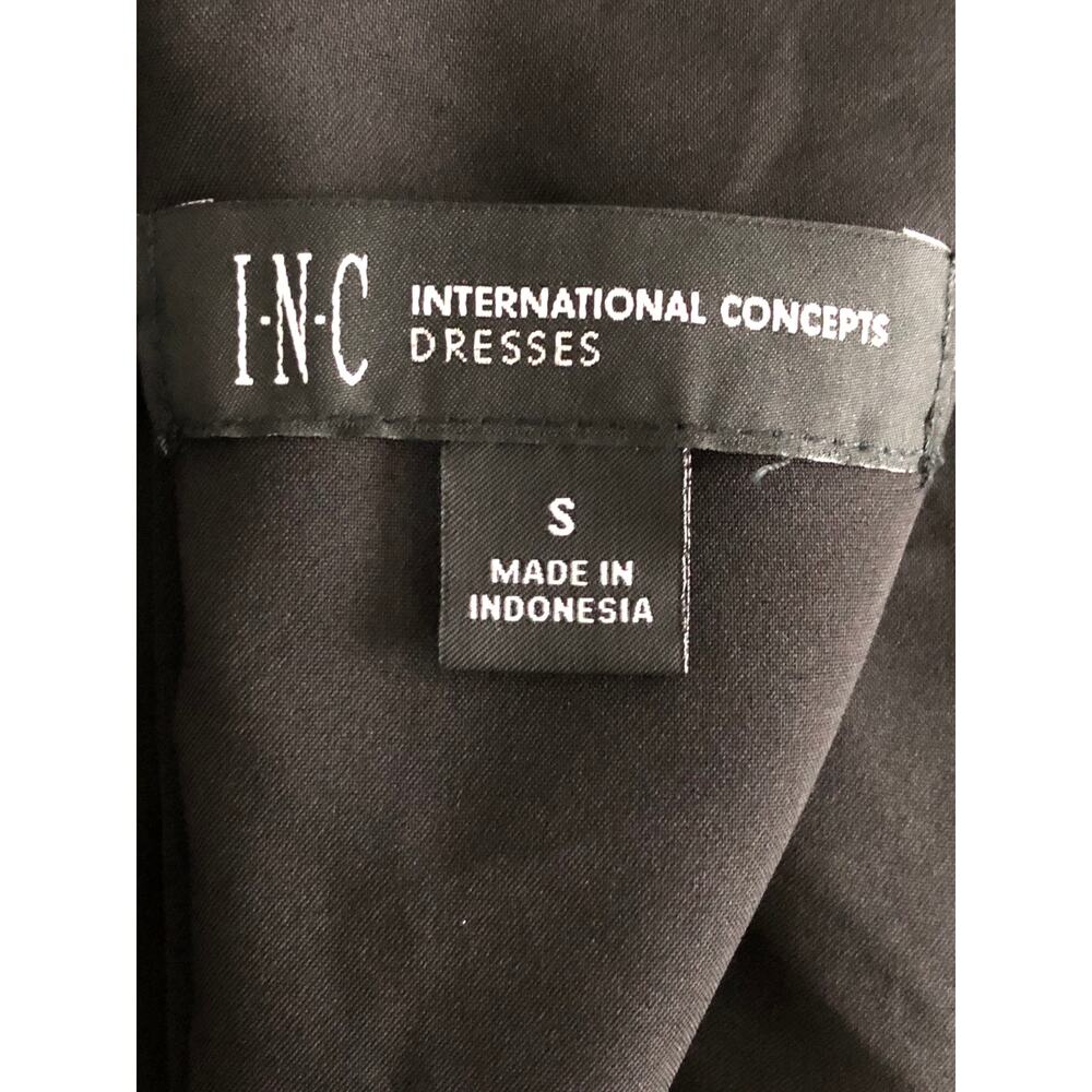 I.N.C. V-Neck Shift Dress Sheer Puff Sleeve Black Women's Small NEW - Picture 6 of 8